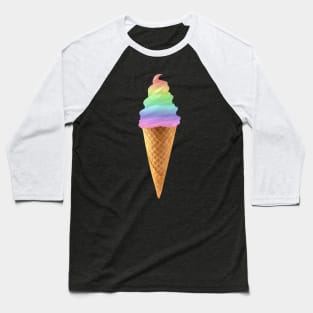 Rainbow Swirl Ice Cream Cone Baseball T-Shirt